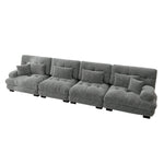 Modular Corner Sofa, 4-Seater Deep Seat Sleeper, Chenille Grey
