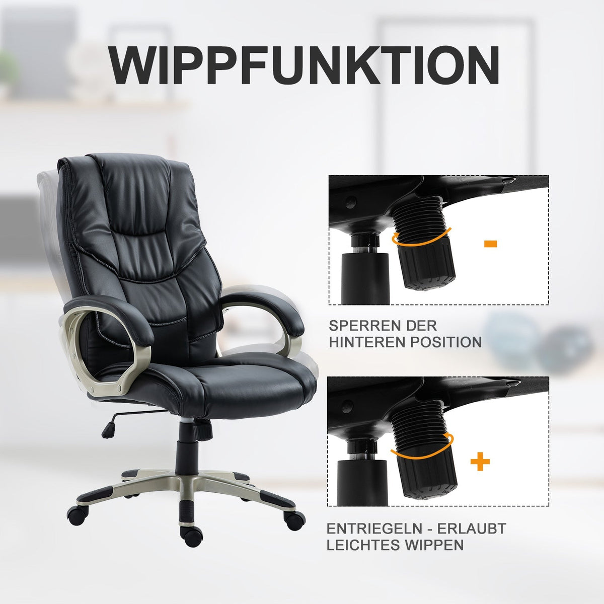 Office Chair, Height Adjustable, Rocking, Ergonomic, Desk Chair
