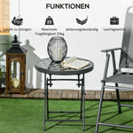 Folding Table Side Table Glass Top Black