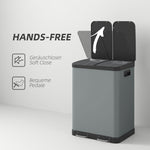 Trash Can 2x30L Pedal Bin with Lid, Metal
