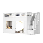 Children's Bunk Bed 90x200cm with Staircase Wardrobe, White