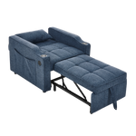 3-in-1 Sofa Bed with Slide-to-Transform Design and USB Charging, Navy Blue