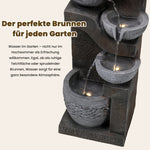 Garden Fountain with LED Lighting and Water Pump, Artificial Stone, Grey