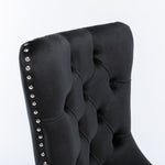 Nikki Collection Tufted Velvet Upholstered Dining Chair 2-Pc Set - Black