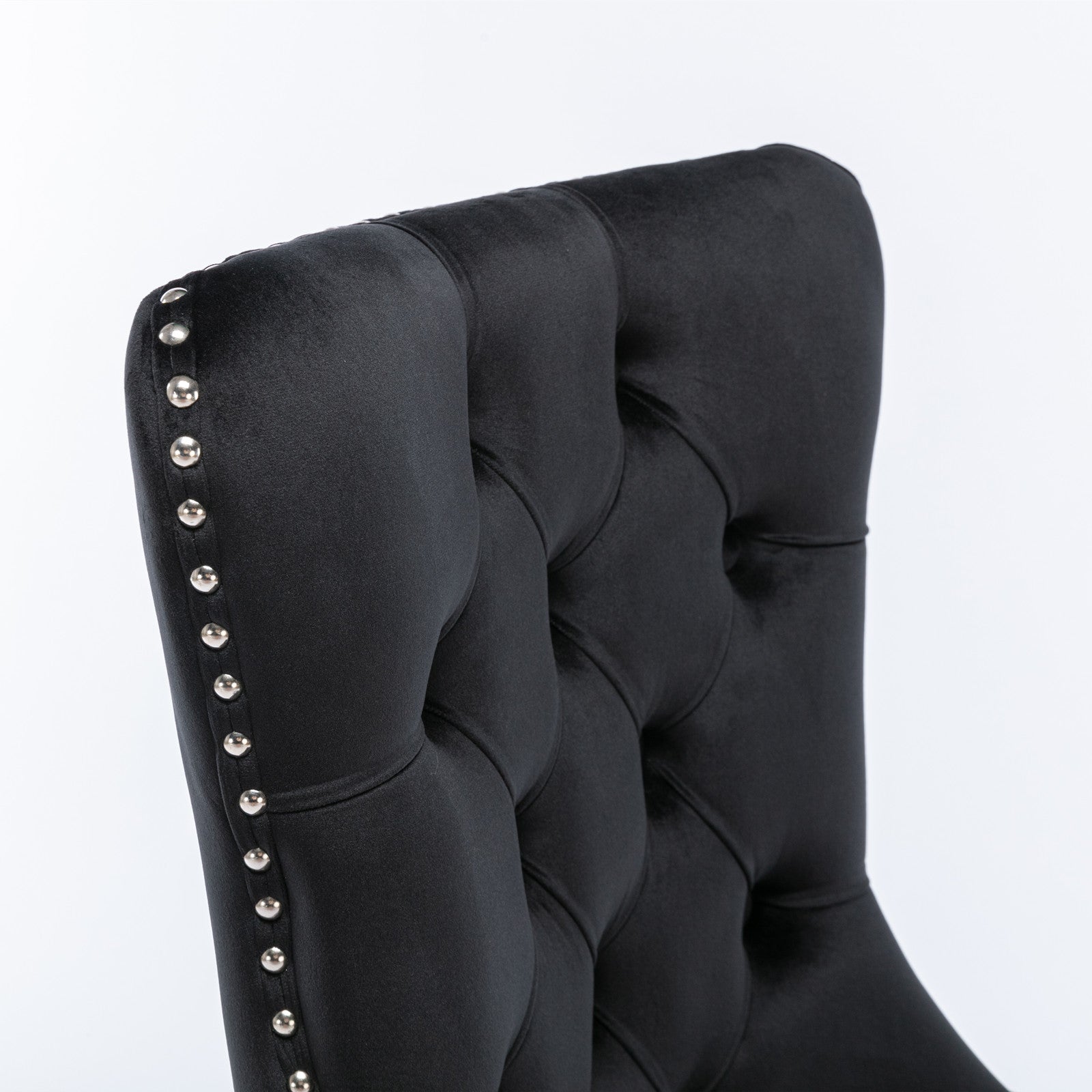 Nikki Collection Tufted Velvet Upholstered Dining Chair 2-Pc Set - Black