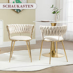 Soft Velvet Dining Chair Set - 2-Piece, Padded, Finger-Shaped Backrest, Armrests