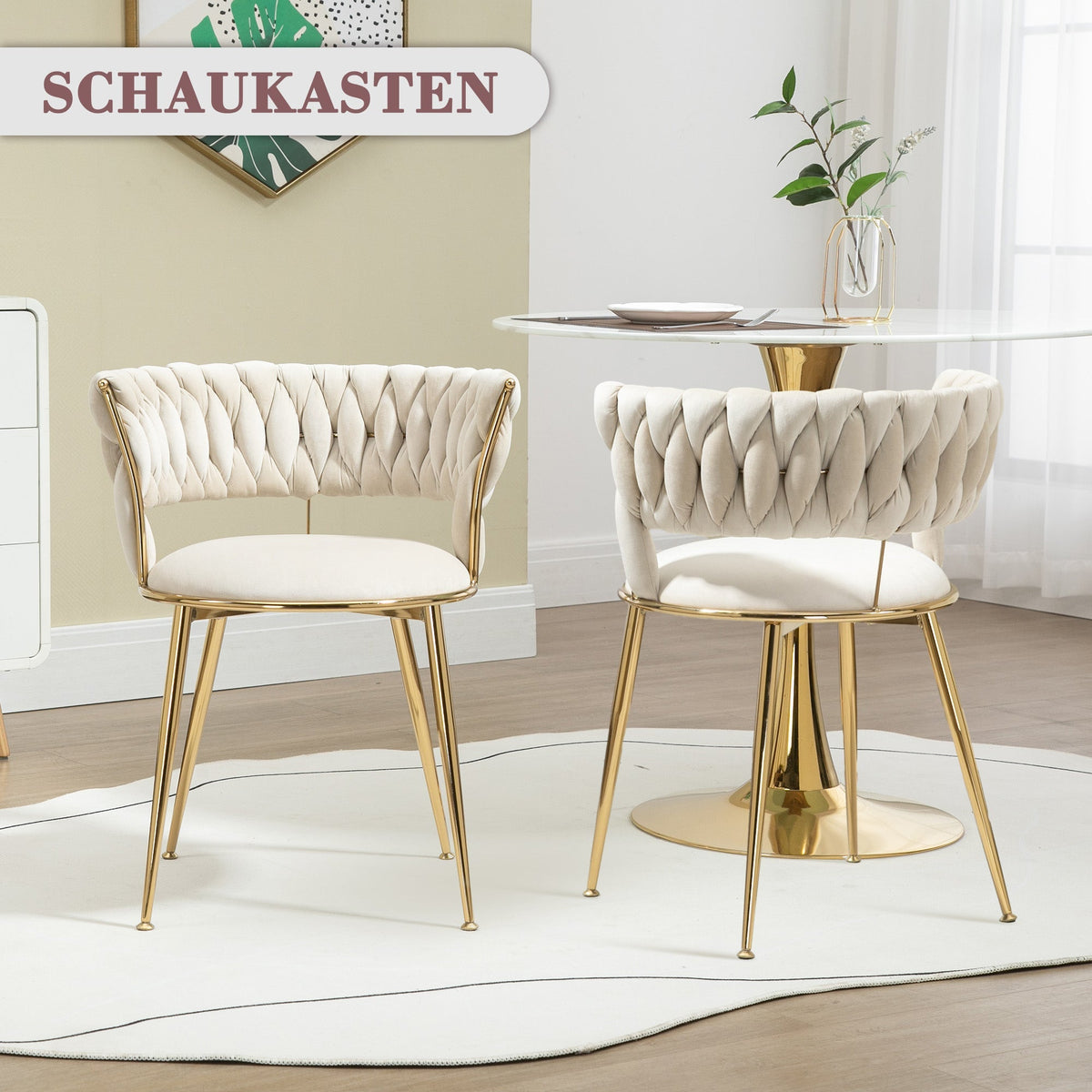 Soft Velvet Dining Chair Set - 2-Piece, Padded, Finger-Shaped Backrest, Armrests