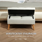 Bench with Storage, Upholstered Lid, Rubberwood White