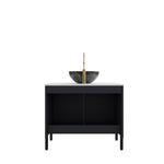 76cm Bathroom Vanity Unit with Stone Pattern Basin and Sintered Stone Countertop, Black