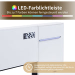 Double Bed with USB Port, Bluetooth Speaker, LED and 2 Bedside Tables, 180x200cm, White Wood