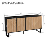 Sideboard, Minimalist with 3D Striped Front and Extra Large Storage, Black Wood Grain