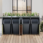 Garbage Can Enclosure with Ventilated Louvers, Lockable Four Doors and Planting Area, Galvanized Steel
