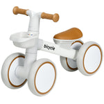 Balance Bike with Adjustable Seat and Whisper Wheels, Brown and White