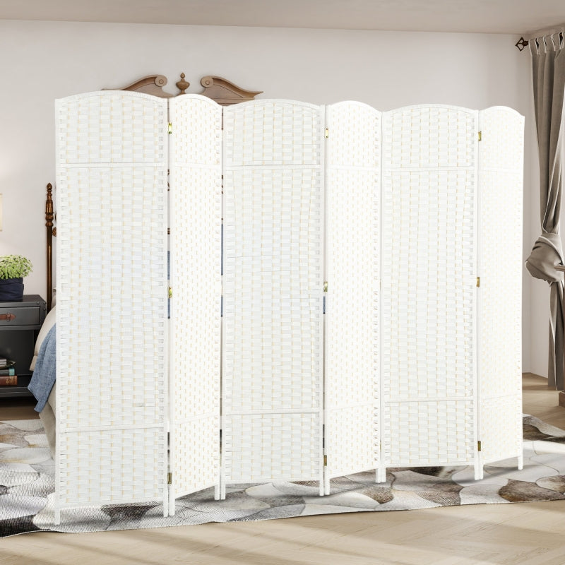 Room Divider 6-Panel Foldable Privacy Screen, White