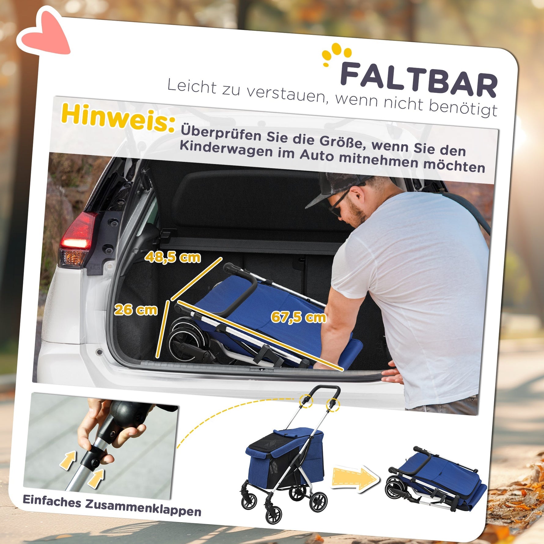 Dog Stroller, Foldable Aluminum, Dark Blue