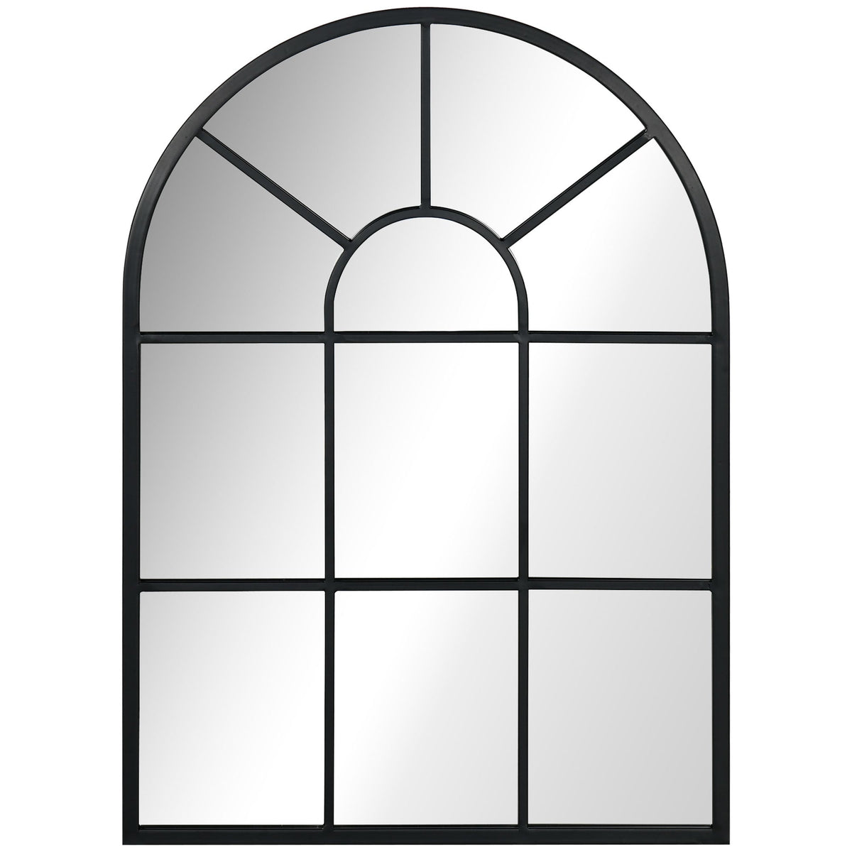 Wall Mirror Window Mirror, Decorative 70x50cm Hanging, Black Metal Frame