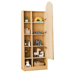 Tall Storage Cabinet Mirrored Door Adjustable Shelves 165x60x28cm - Natural Wood Look