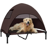 Outdoor Dog Bed, Roof Raised for Large Dogs, Coffee