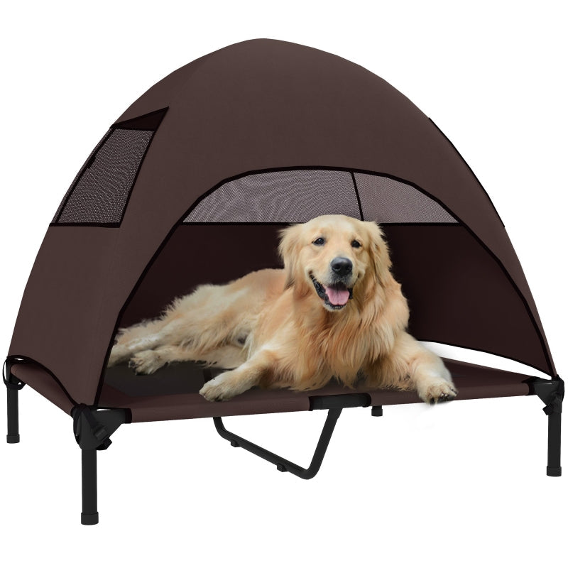 Outdoor Dog Bed, Roof Raised for Large Dogs, Coffee