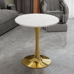 Coffee Table Round Marble Top Mid-Century Modern Style 27.6-inch Golden