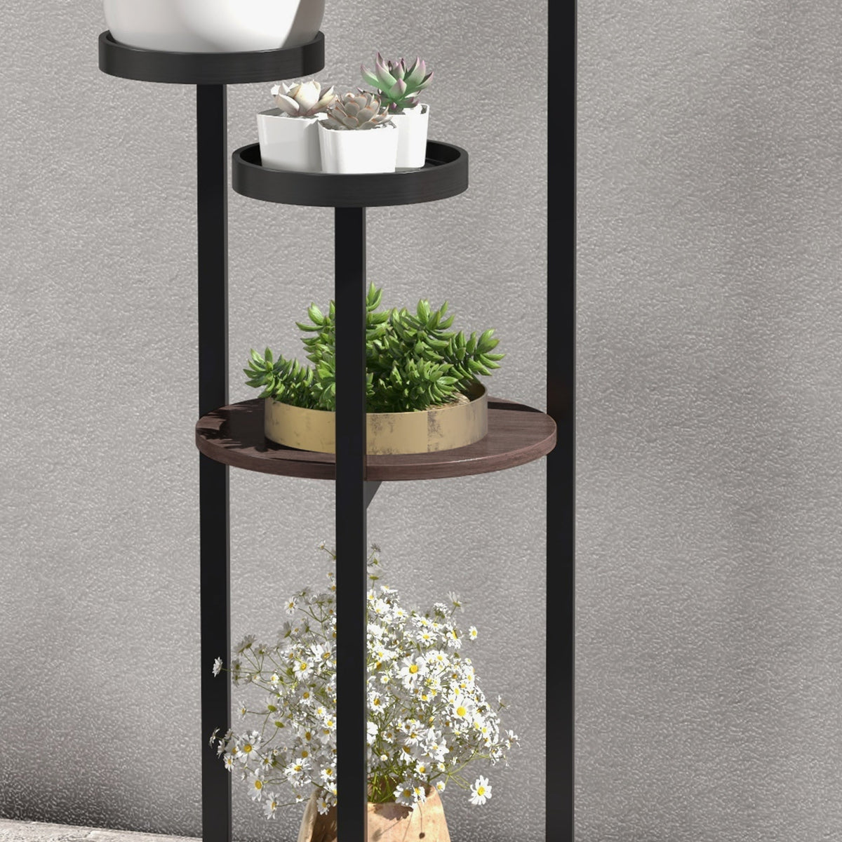 Plant Stand, 5 Levels, Wooden, Brown