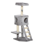 Cat Tree, 120 cm Multi-Level with Cave & Sisal Posts, Light Grey