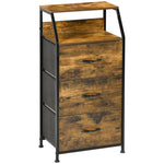 Fabric chest of drawers with 3 drawers, steel frame, rustic brown