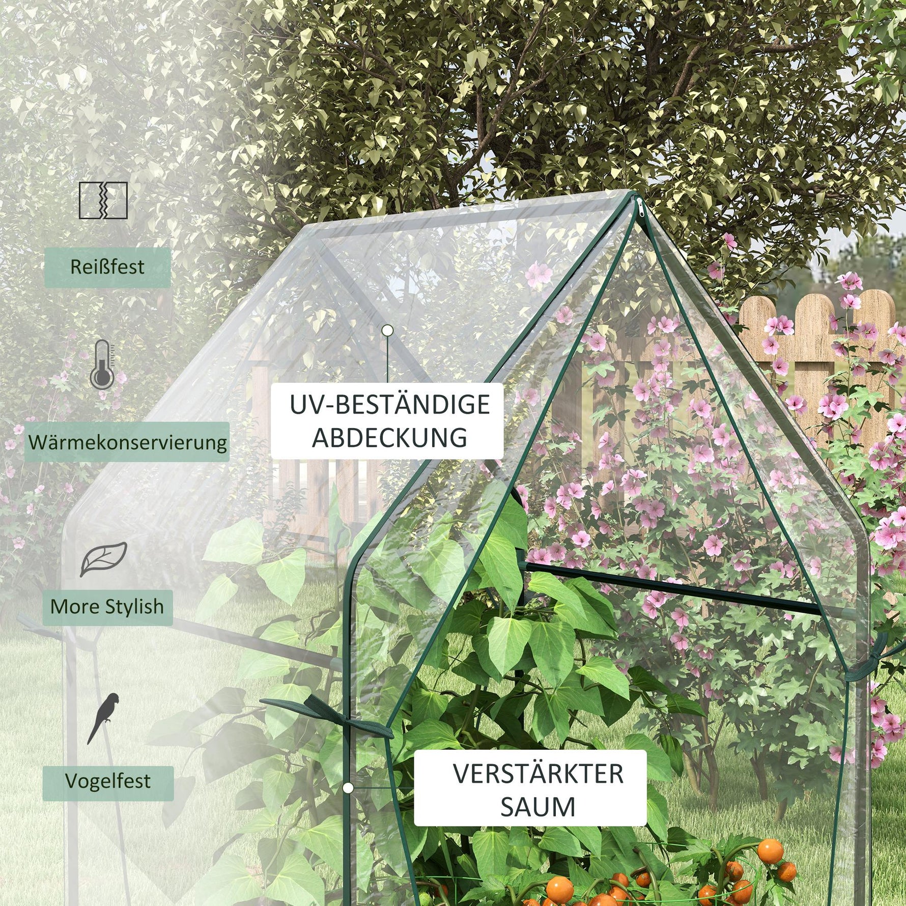 Foil Greenhouse, Double Doors Windproof 90x90x145cm, Transparent PE
