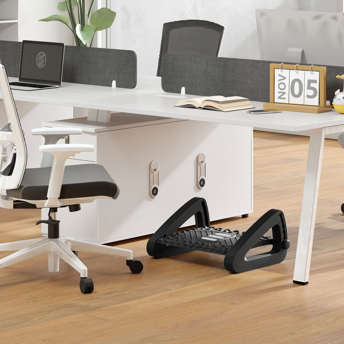 Footrest Desk 6 Levels Adjustable Massage Surface, Black