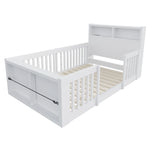 Wooden Single Bed 90x190cm with USB, Light & Storage, White