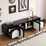 TV Cabinet Low 180cm 2 Drawers 2 Doors Black and White