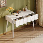 Dressing Vanity Table with 2 Drawers and Metal Legs in White