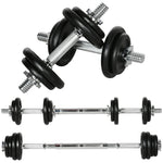 Dumbbell Set 2-in-1, Adjustable 20KG with Barbell, Rust-Proof Metal
