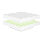 Modern Square Coffee Table with Rotating Top and LED Light, High-Gloss White
