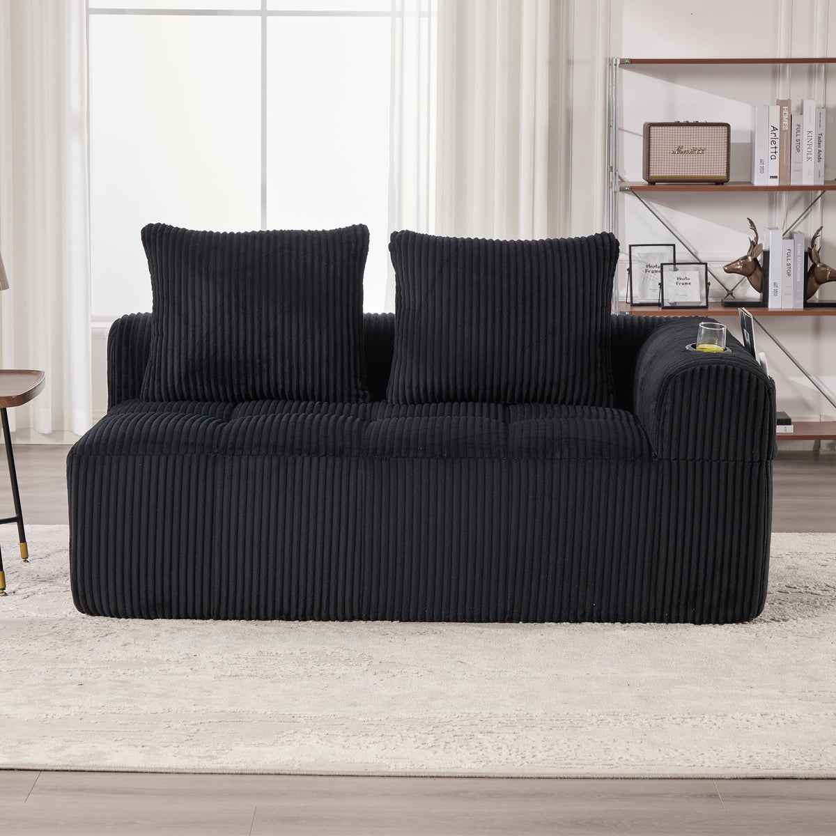Two-Seater Sofa Storage Pocket Drink Holder - Corduroy Fabric