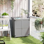 Garden Shed Work Surface Double Doors Wood/Stainless Steel - Grey