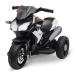Electric Kids Motorcycle, Lights & Sounds, 3 km/h, Rechargeable, Black/White