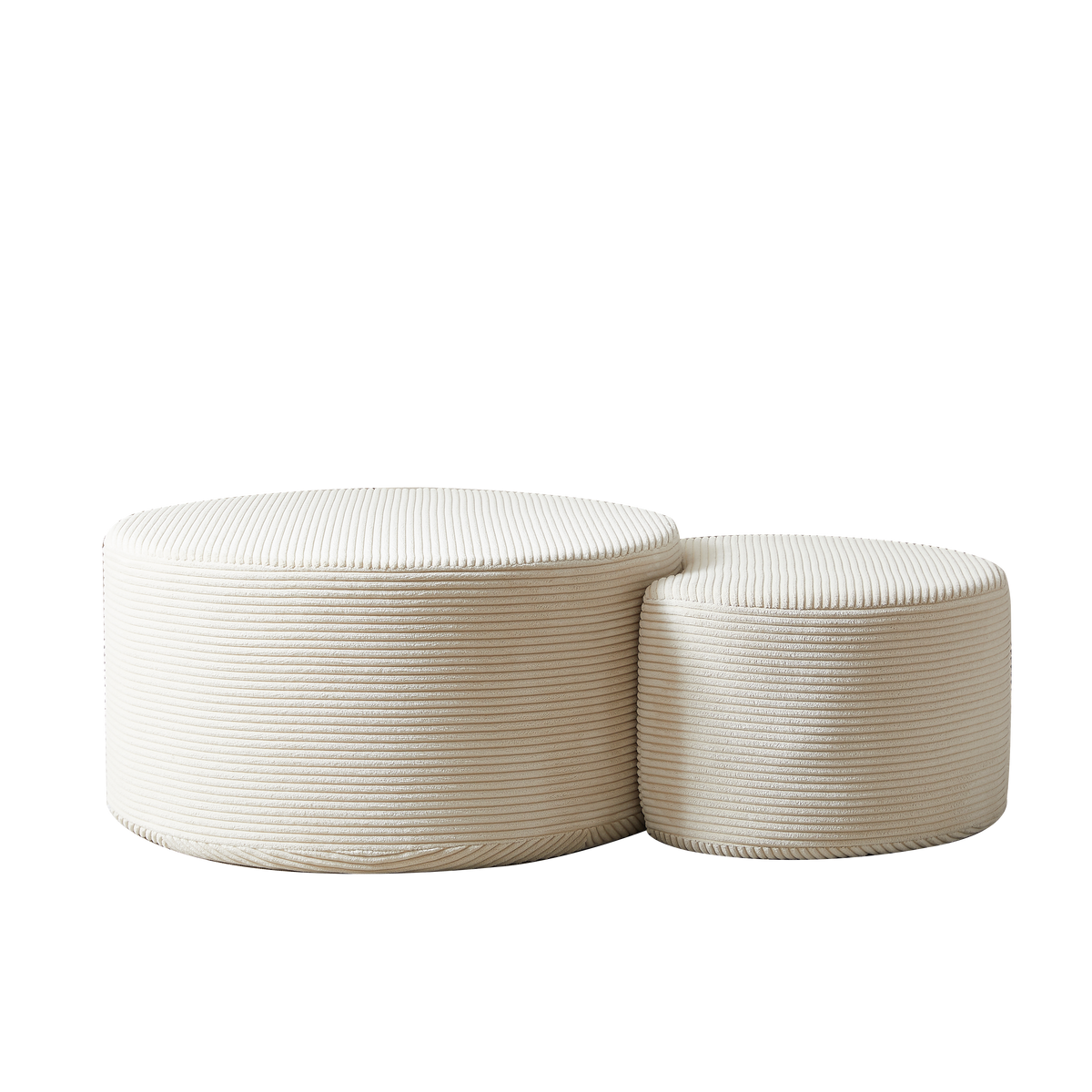 Coffee Table Set, 2-Piece Upholstered Round for Living Room, Foam
