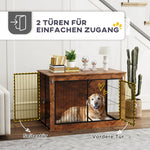 Dog Crate, 2-Door Lockable, Brown