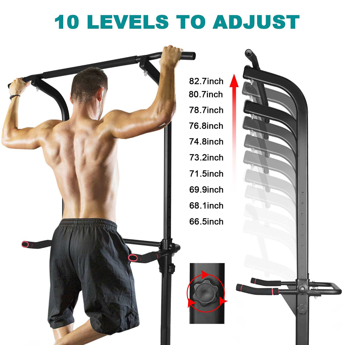Sport Power Tower, Adjustable Dip Station & Pull Up Bar, 330lbs Capacity, Space-Saving Home