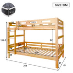 Bunk Bed 90x200cm Divisible 2 Single Beds Sturdy Pine Frame, Natural