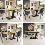 Extendable Dining Table with Wing-Shaped Legs, 120-160 cm, Wood Look