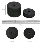 Dumbbell Set 30KG Weight Plates for Home & Gym, Steel PU Black