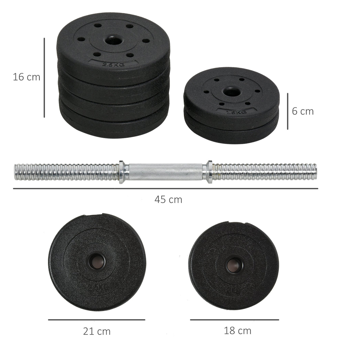 Dumbbell Set 30KG Weight Plates for Home & Gym, Steel PU Black