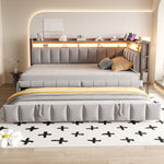 Upholstered Sofa Bed 90x200cm with Pull-Out Bed, Light Grey Velvet