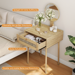 Compact Dressing Table with Mirror for Small Rooms, Rattan