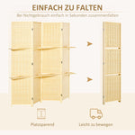 Bamboo Room Divider, 2 Shelves, Foldable, Natural