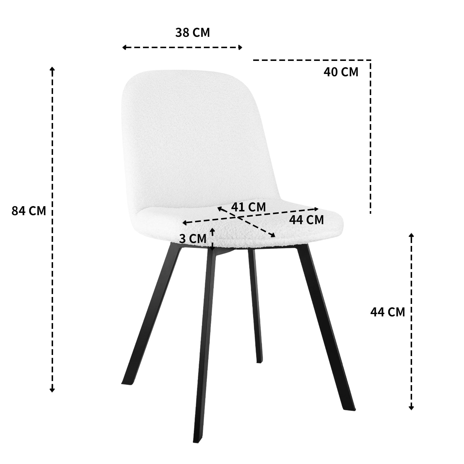 Dining Chair Set of 2 Soft Padded Metal Frame - Teddy Fleece