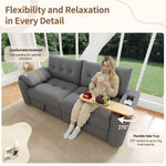 Teddy Plush Sofa, 3-Seater Modular Sofa Bed with Storage and Side Table, Gray