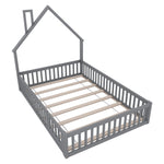Upholstered Bed 140x200cm Chimney Design Pine Frame - Grey